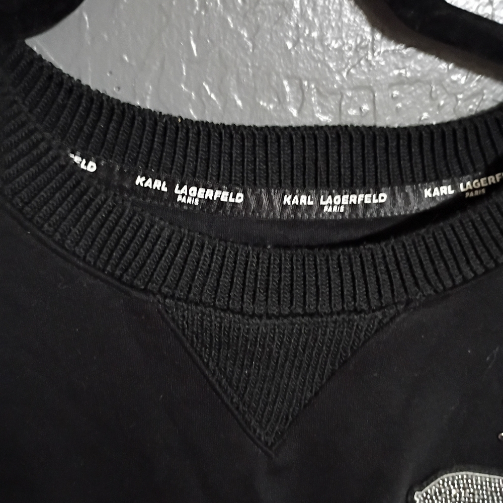 Karl Lagerfeld Black Embellished Crewneck Sweatshirt - Picture 2 of 6